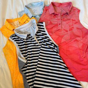 Bundle of 4 Nike Dri-FIT sleeveless polo-style athletic tops, perfect for golf L